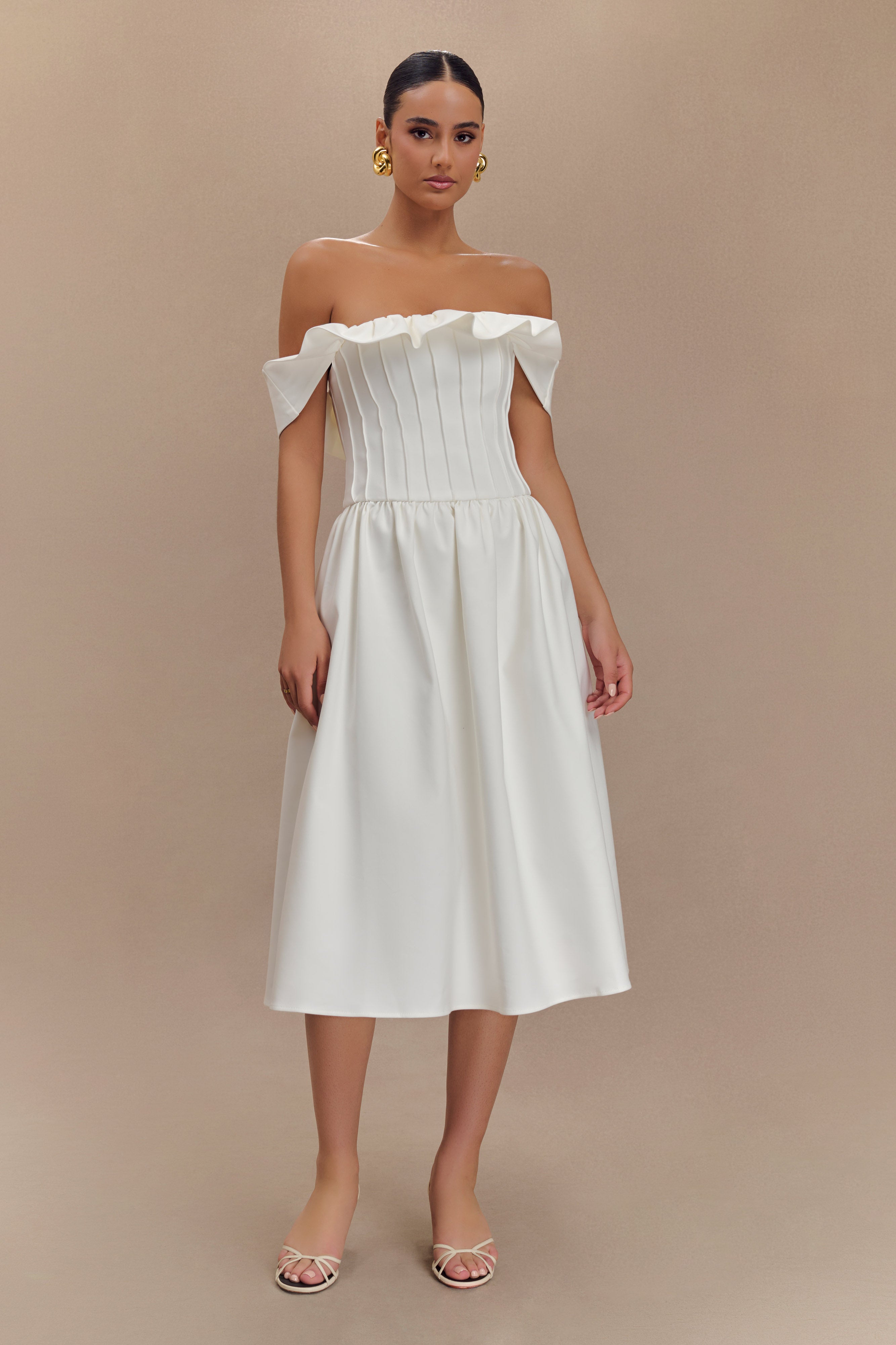 Orla Strapless Cotton Midi Dress in White – Chic&Drifts