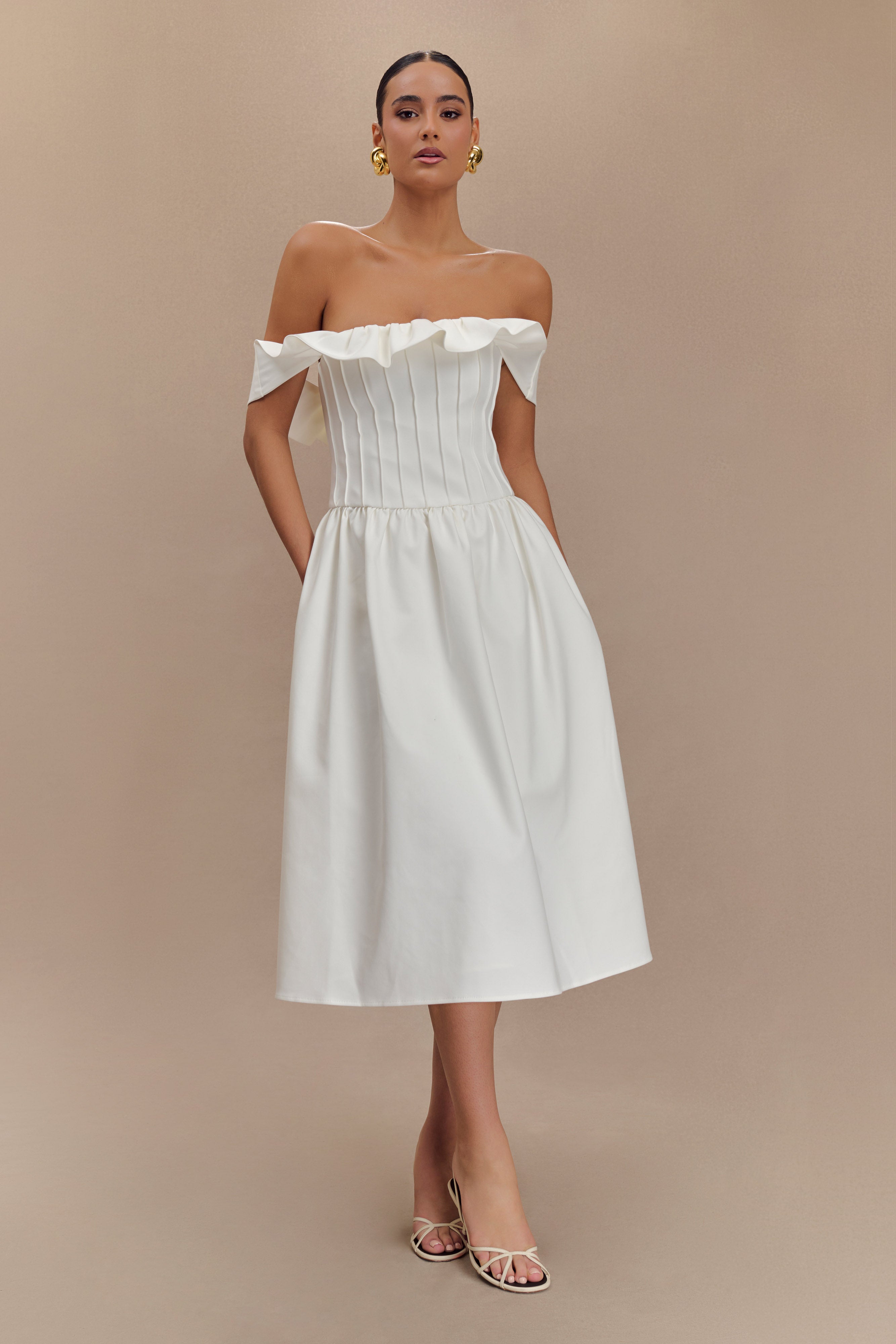 Orla Strapless Cotton Midi Dress in White – Chic&Drifts