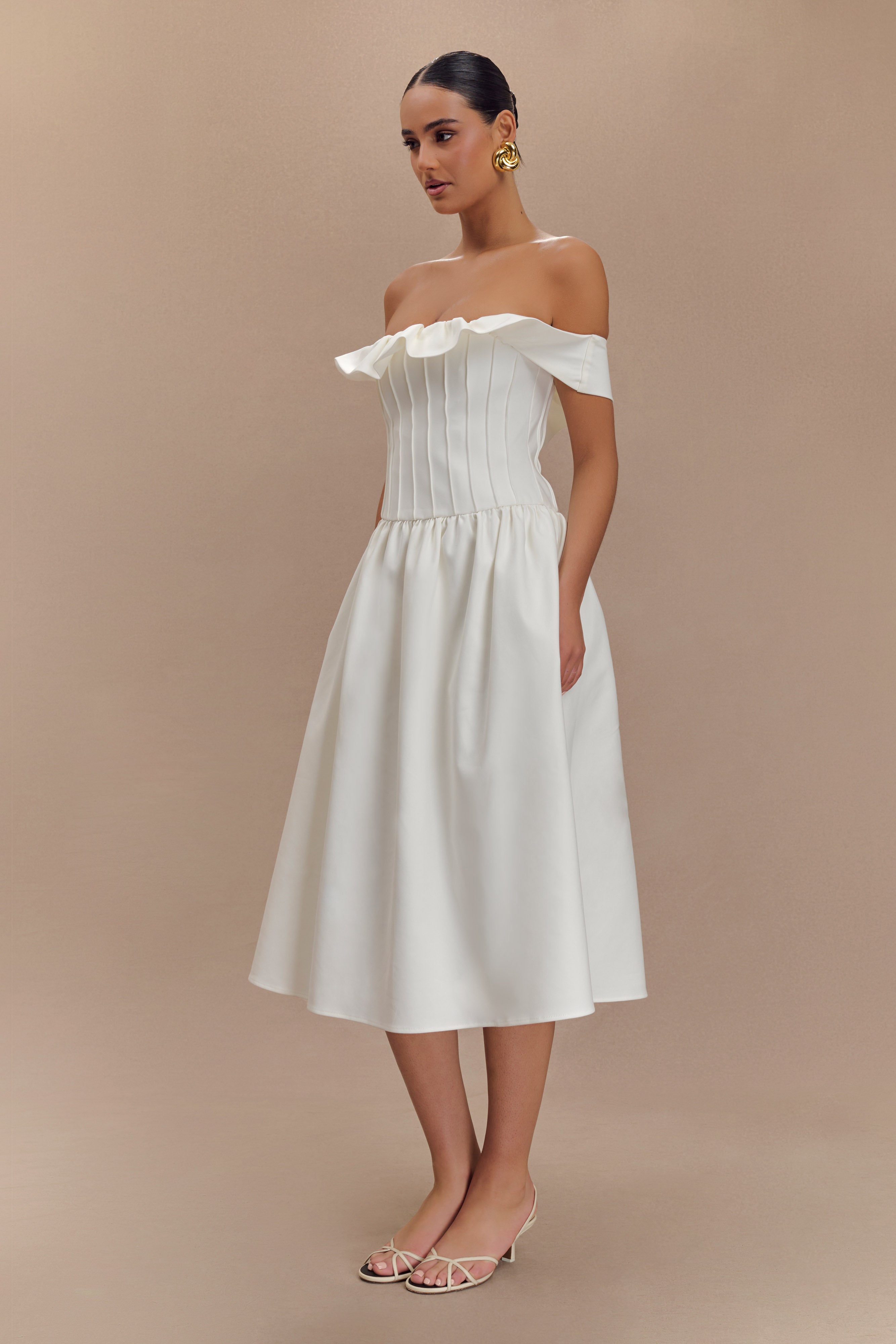 Orla Strapless Cotton Midi Dress in White – Chic&Drifts