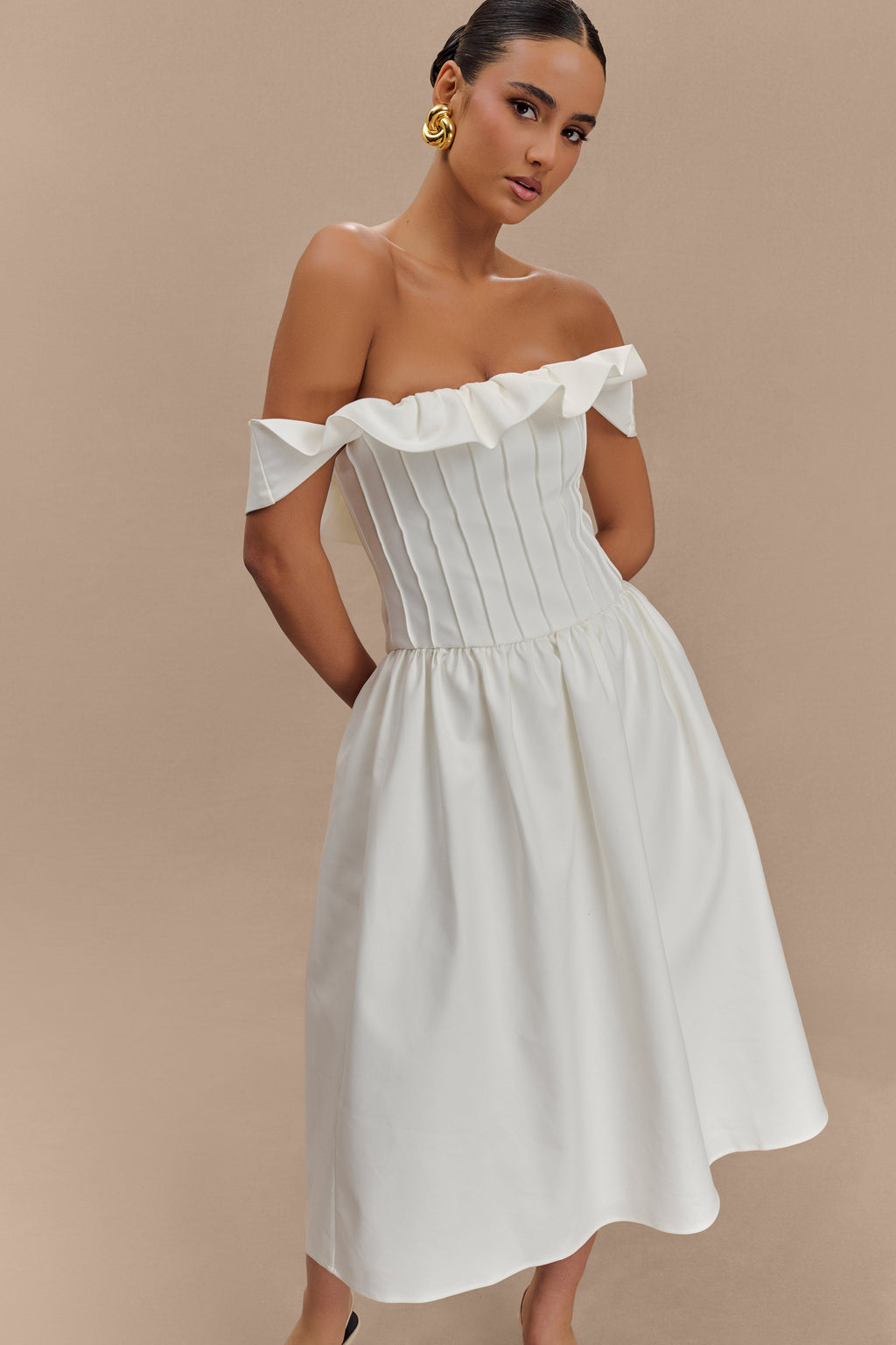 Orla Strapless Cotton Midi Dress in White – Chic&Drifts