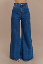 Jen Wide Leg Flare Jeans in Dark Blue – Chic&Drifts