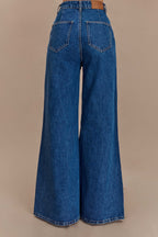 Jen Wide Leg Flare Jeans in Dark Blue – Chic&Drifts