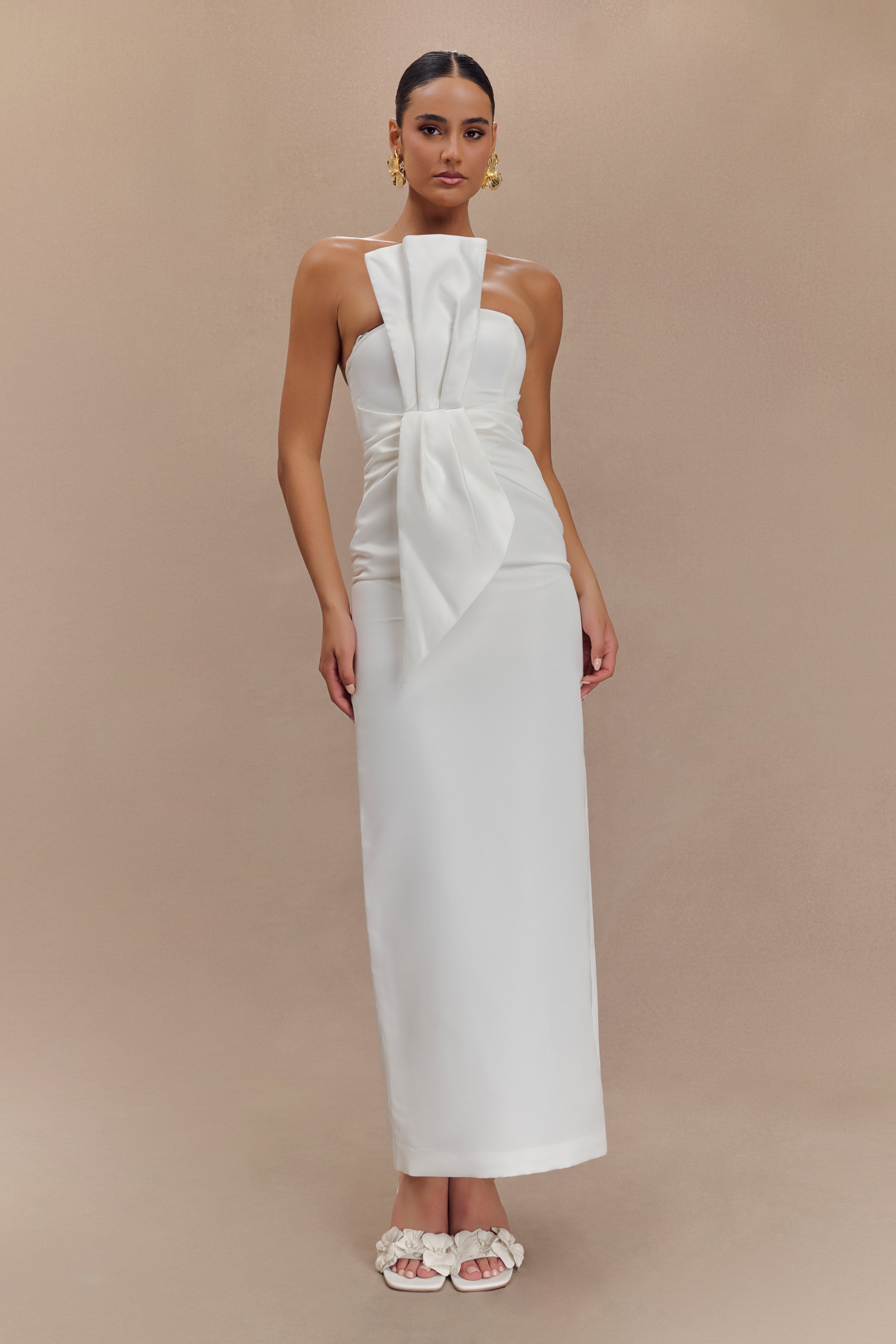 Cyrill Strapless Satin Structured Maxi Dress