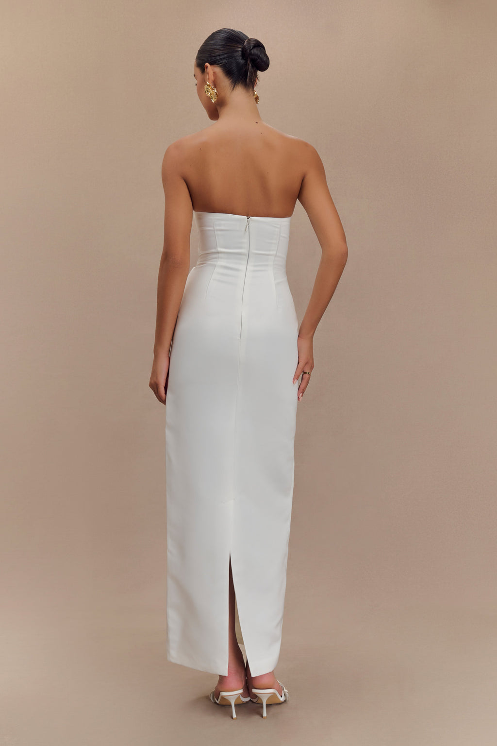 Cyrill Strapless Satin Structured Maxi Dress