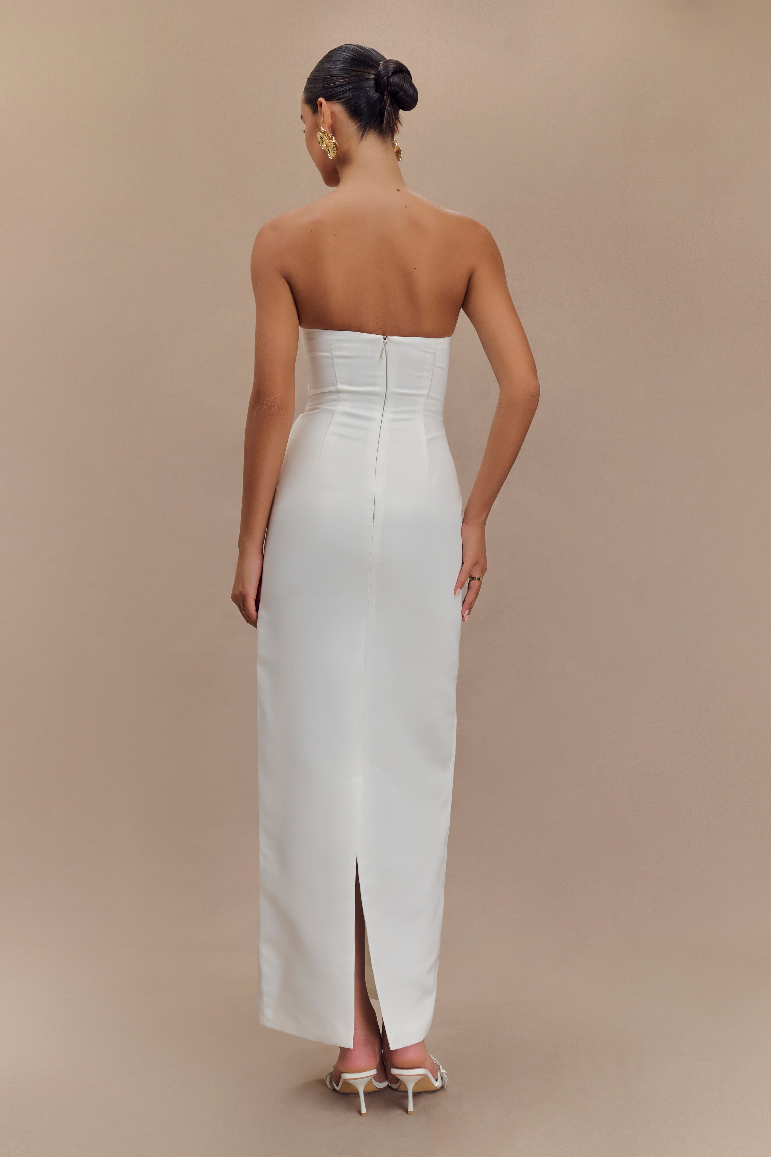 Cyrill Strapless Satin Structured Maxi Dress