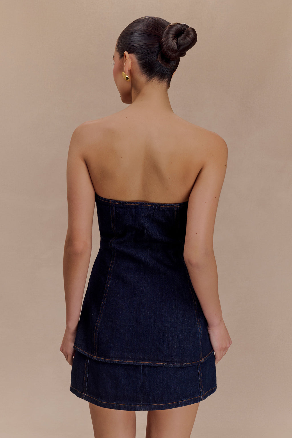 Lennox Strapless Long Line Button Top in Indigo Blue – Chic&Drifts
