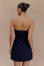 Lennox Strapless Long Line Button Top in Indigo Blue – Chic&Drifts