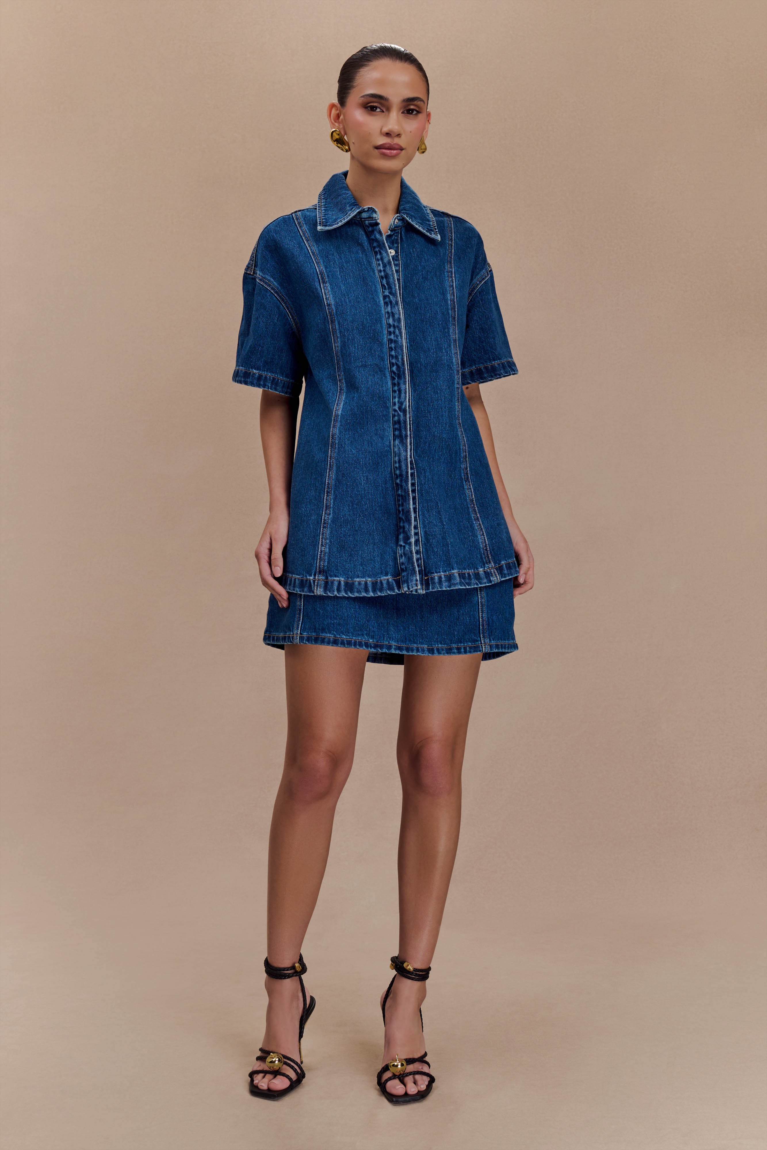 Maya Oversized Denim Shirt in Dark Blue – Chic&Drifts