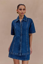 Maya Oversized Denim Shirt in Dark Blue – Chic&Drifts