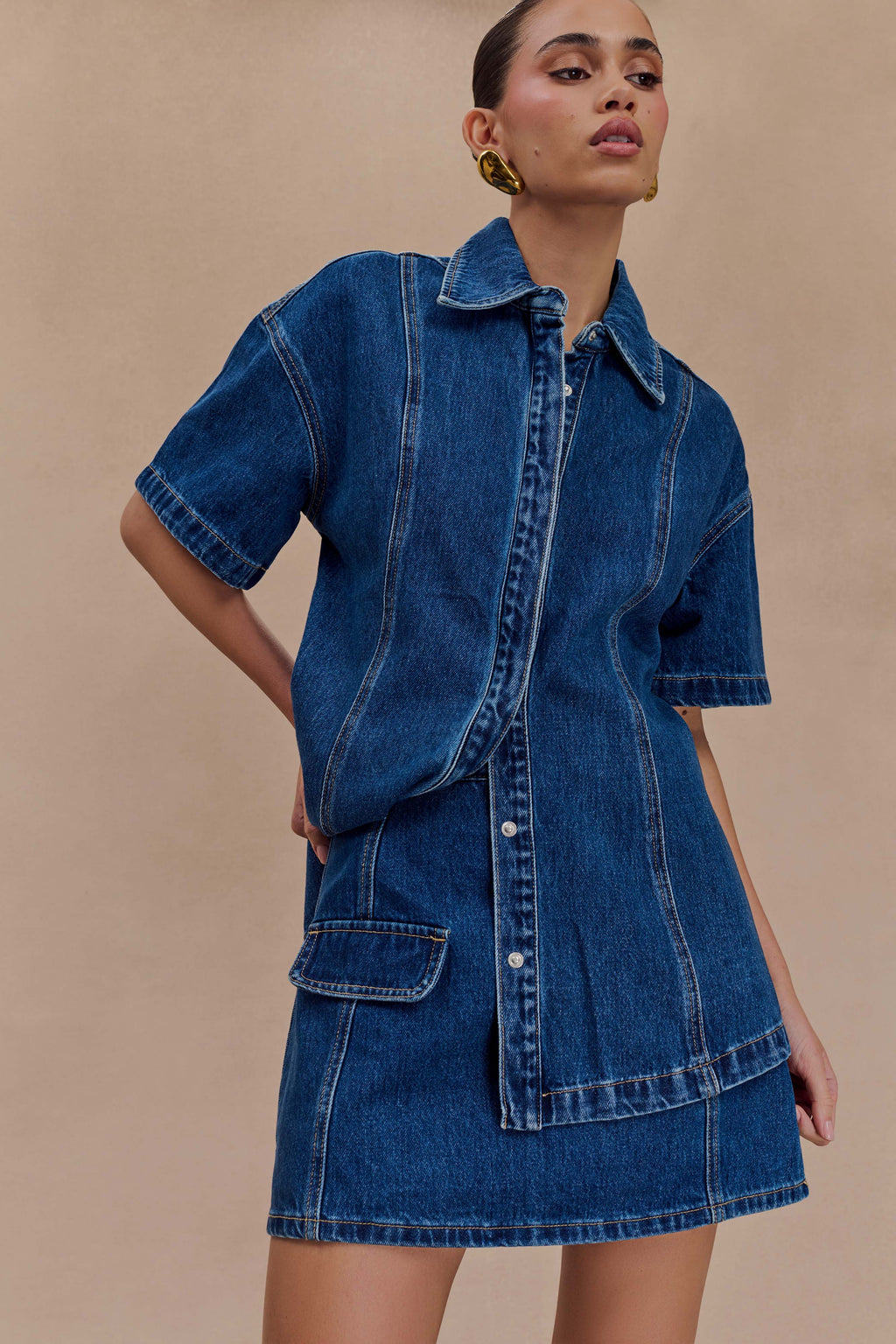 Rosalyn Mini Denim Skort in Dark Blue – Chic&Drifts