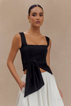 Bryony Satin Structured Sleeveless Top in Black – Chic&Drifts