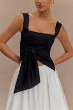 Bryony Satin Structured Sleeveless Top in Black – Chic&Drifts