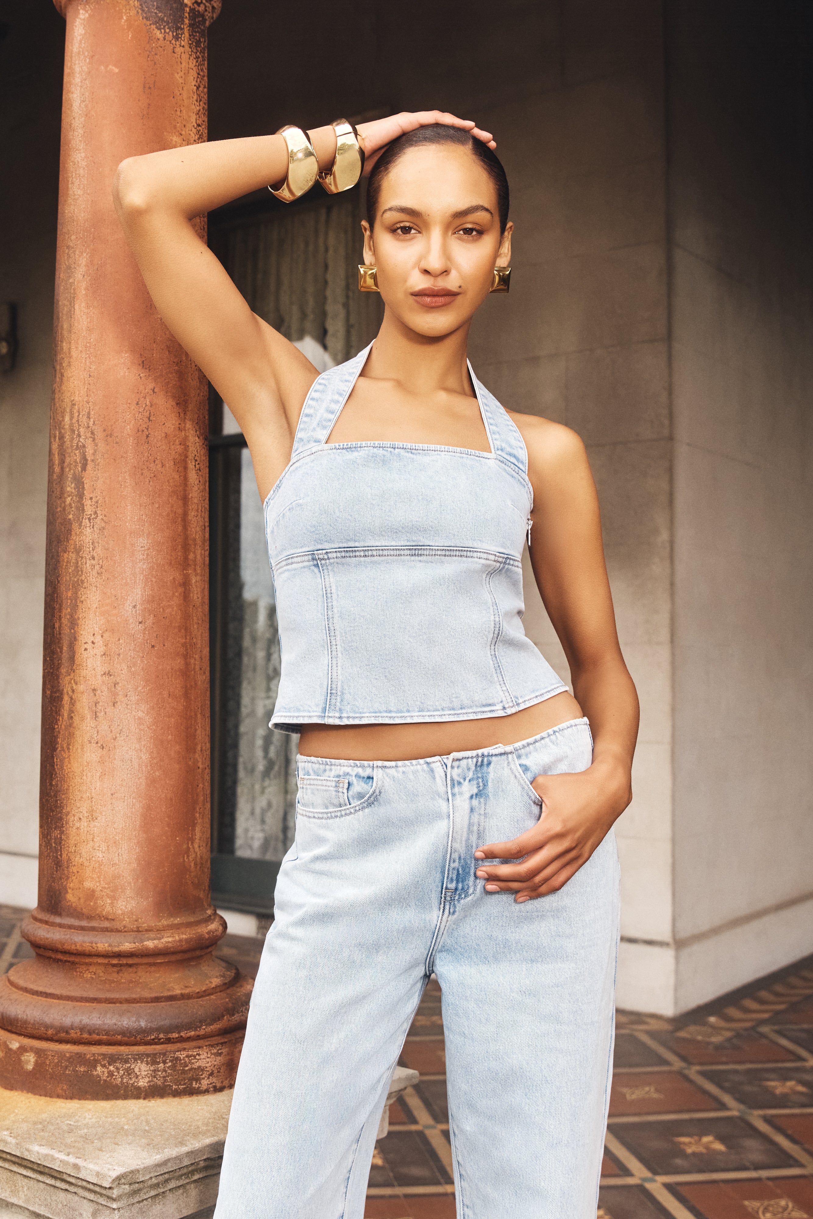 Dayna Denim Halter Top in Light Blue – Chic&Drifts