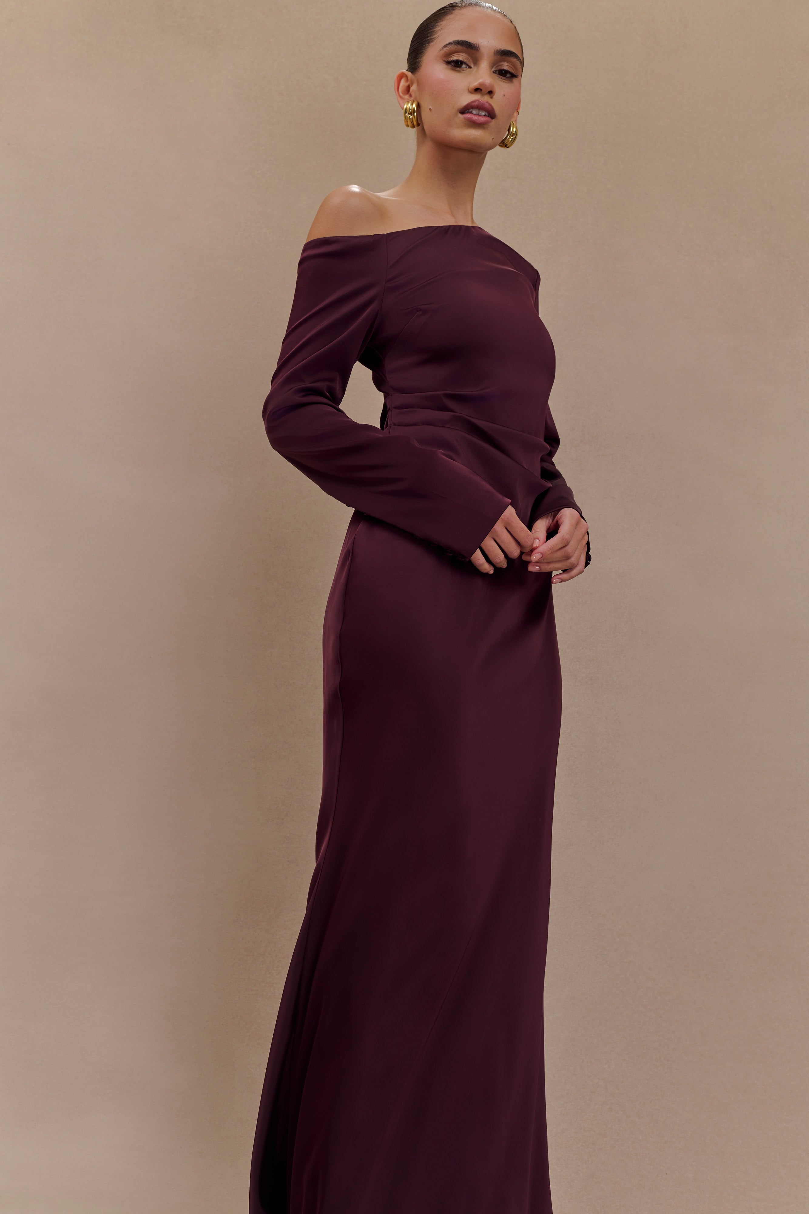 Avery Long Sleeve Maxi Dress in Plum – Chic&Drifts