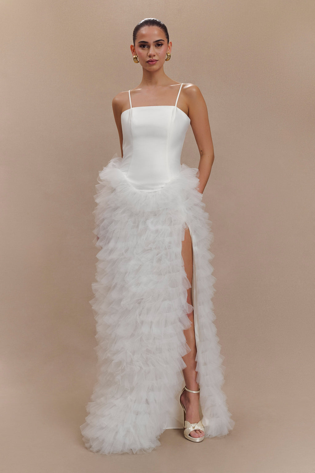 Magnolia Tiered Ruffle Maxi Dress in Ivory – Chic&Drifts
