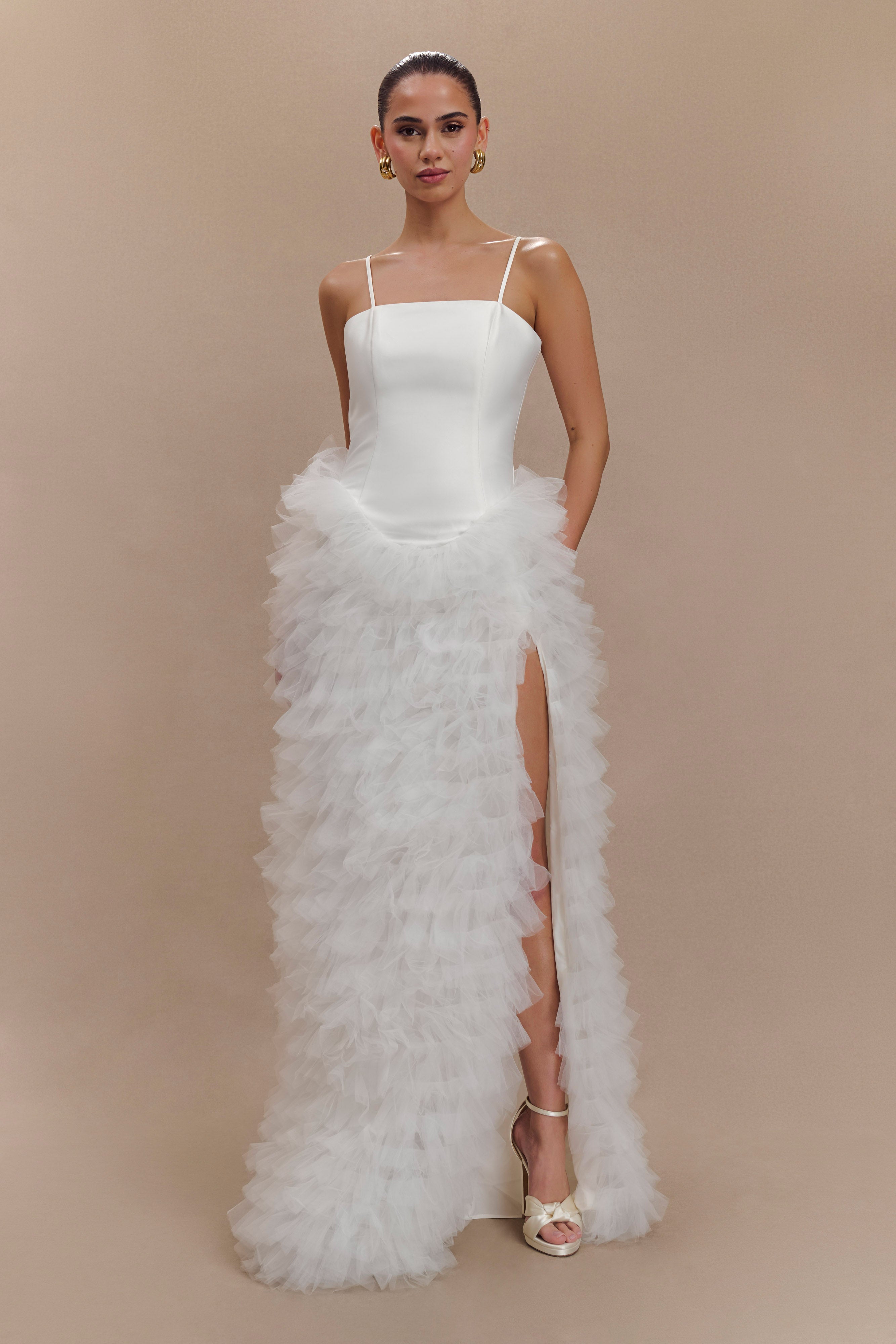 Magnolia Tiered Ruffle Maxi Dress in Ivory – Chic&Drifts