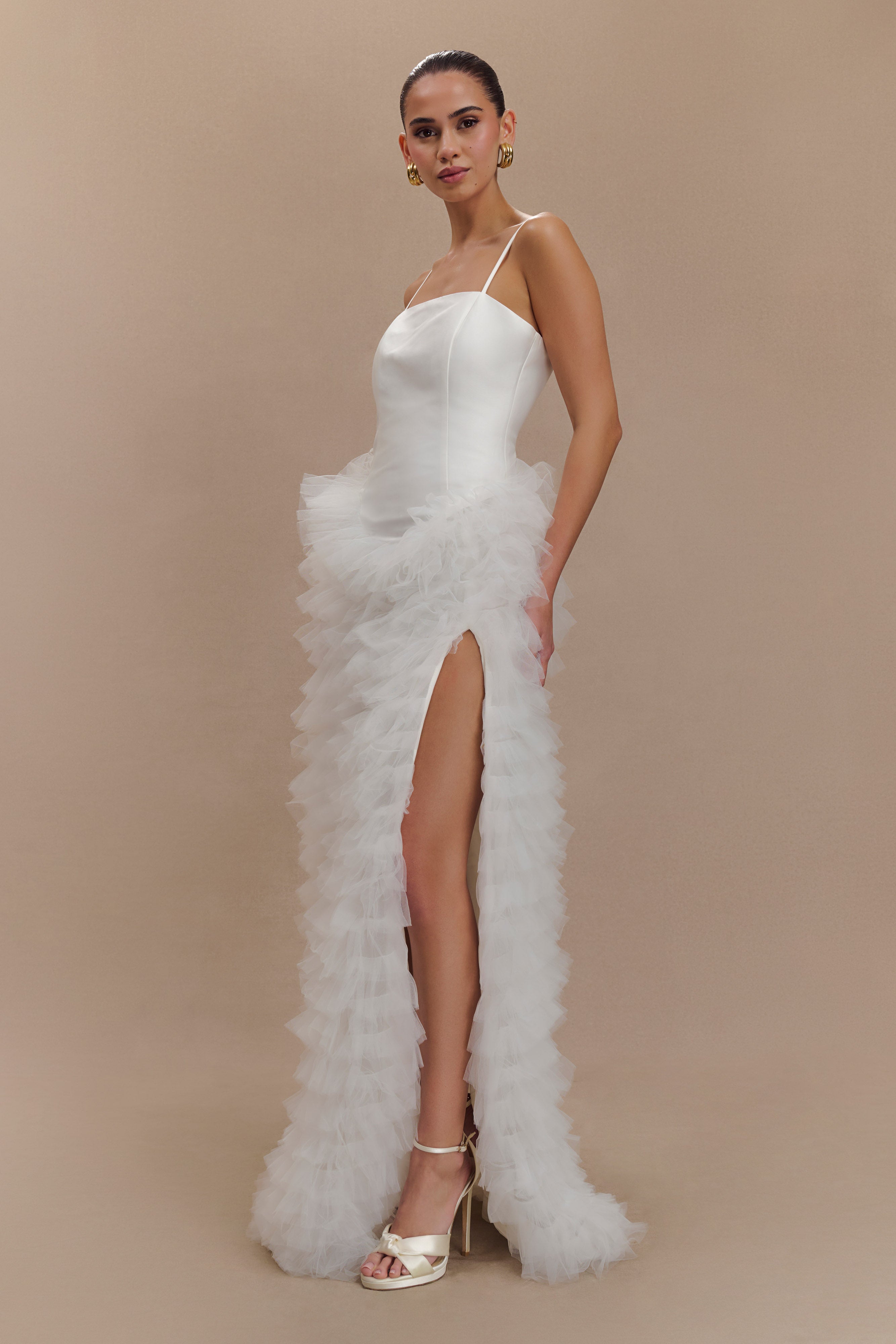 Magnolia Tiered Ruffle Maxi Dress in Ivory – Chic&Drifts