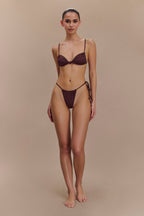Rosmunda Ruched Bikini Top in Chocolate – Chic&Drifts