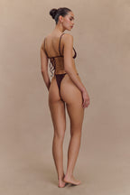 Rosmunda Ruched Bikini Top in Chocolate – Chic&Drifts