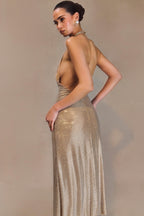 Genie Diamante Halter Midi Dress in Nude – Chic&Drifts