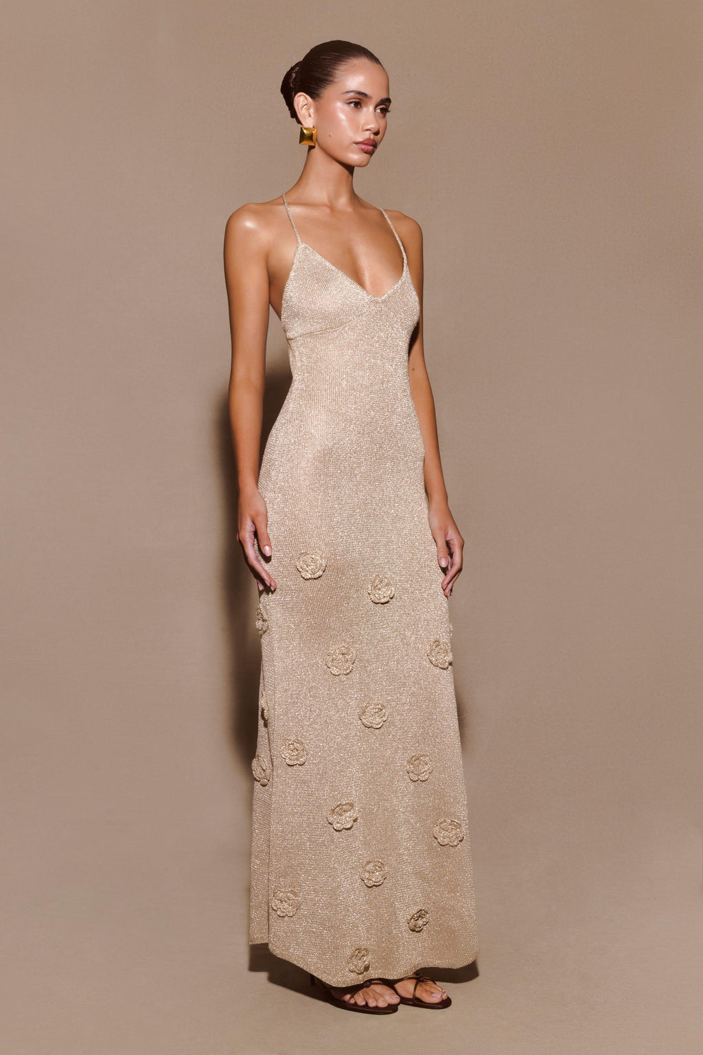 Suki Metallic Knit Maxi Dress in Gold – Chic&Drifts