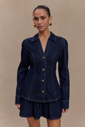 Hilary Long Sleeve Denim Top in Indigo Blue – Chic&Drifts
