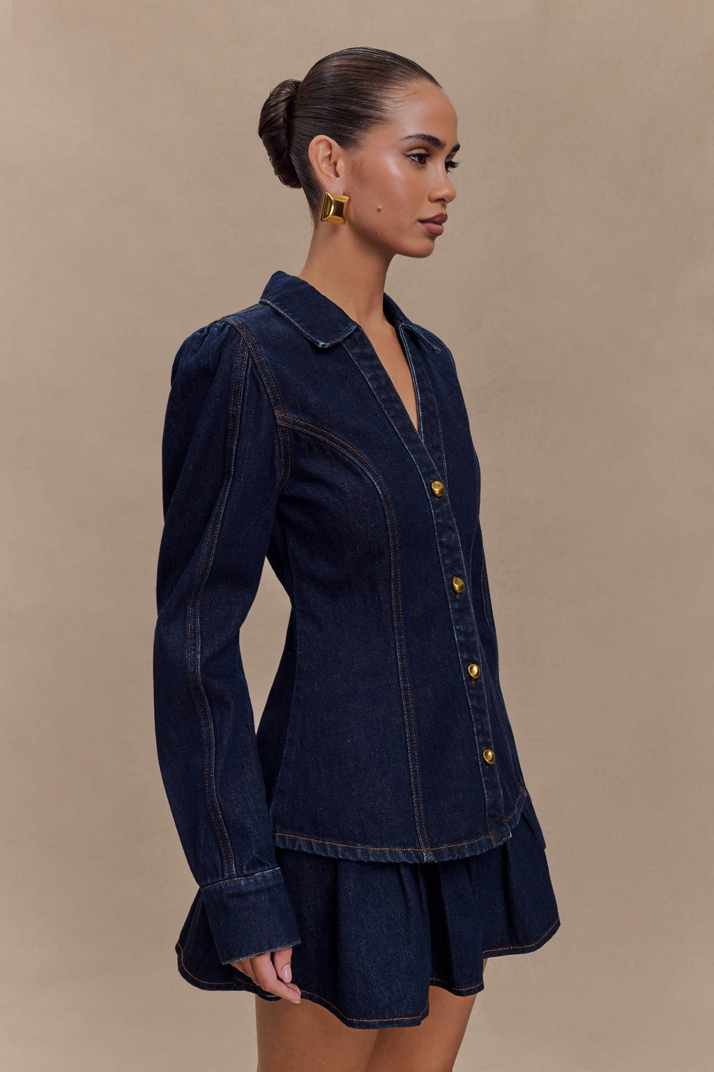 Hilary Long Sleeve Denim Top in Indigo Blue – Chic&Drifts
