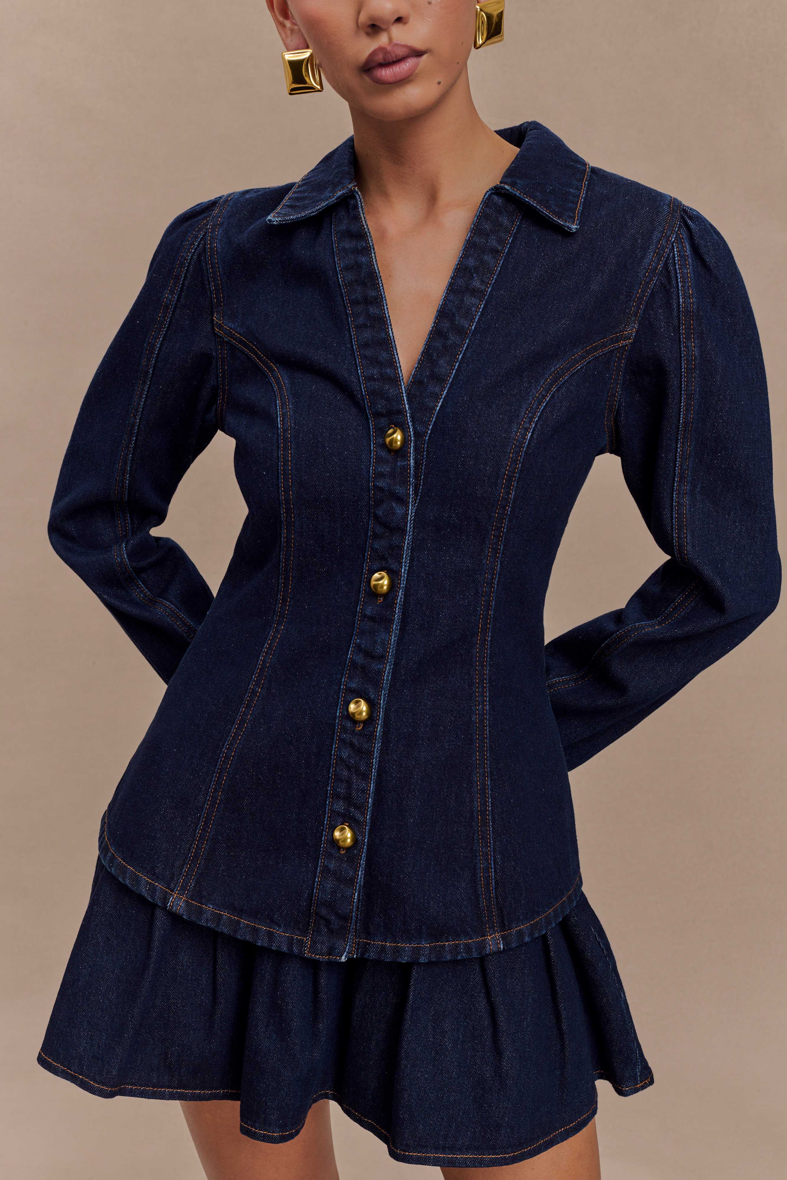 Candice Pleated Denim Mini Skirt in Indigo Blue – Chic&Drifts