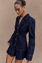 Hilary Long Sleeve Denim Top in Indigo Blue – Chic&Drifts