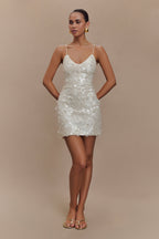 Romilly Sequin Mini Dress in Ivory – Chic&Drifts