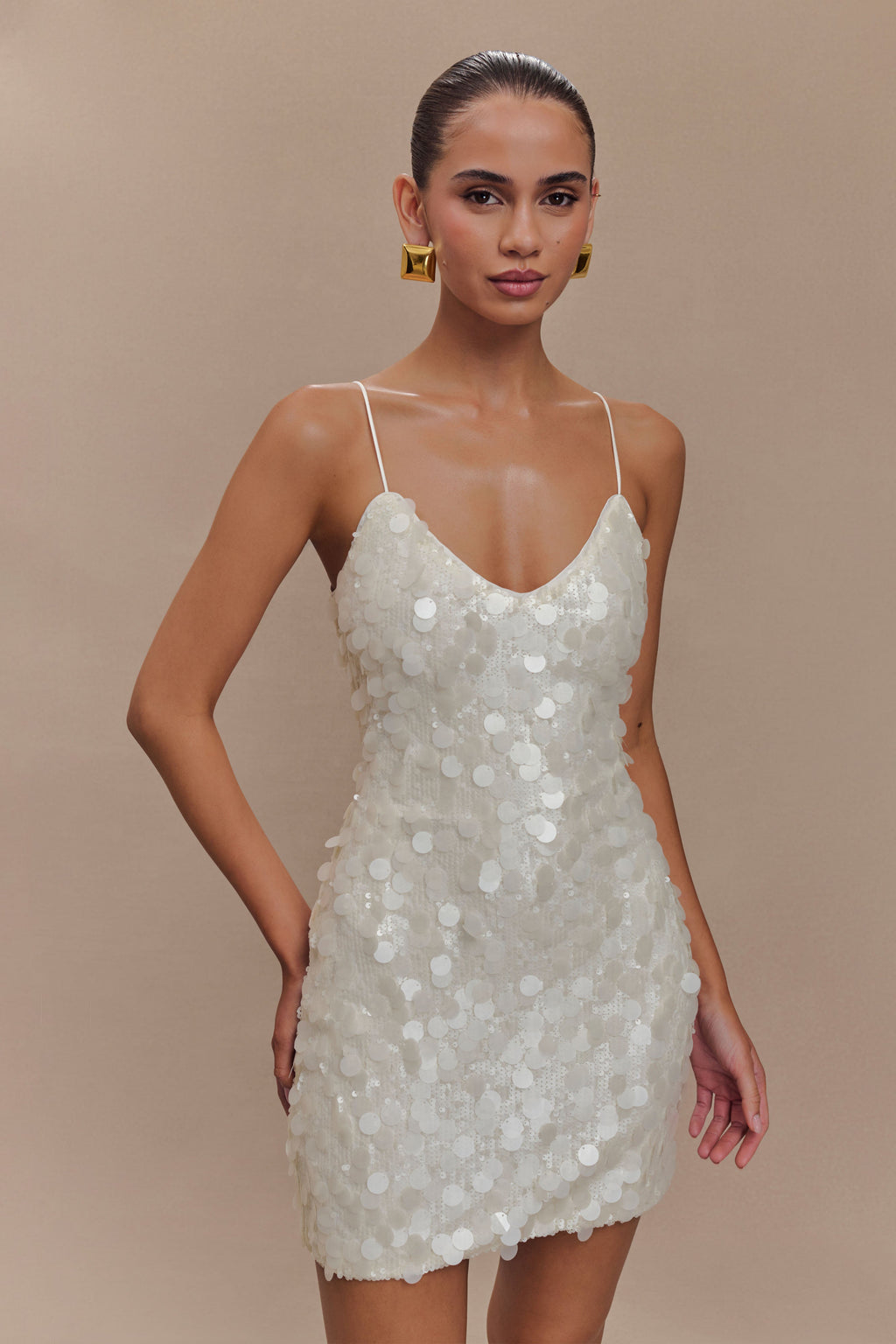 Romilly Sequin Mini Dress in Ivory – Chic&Drifts