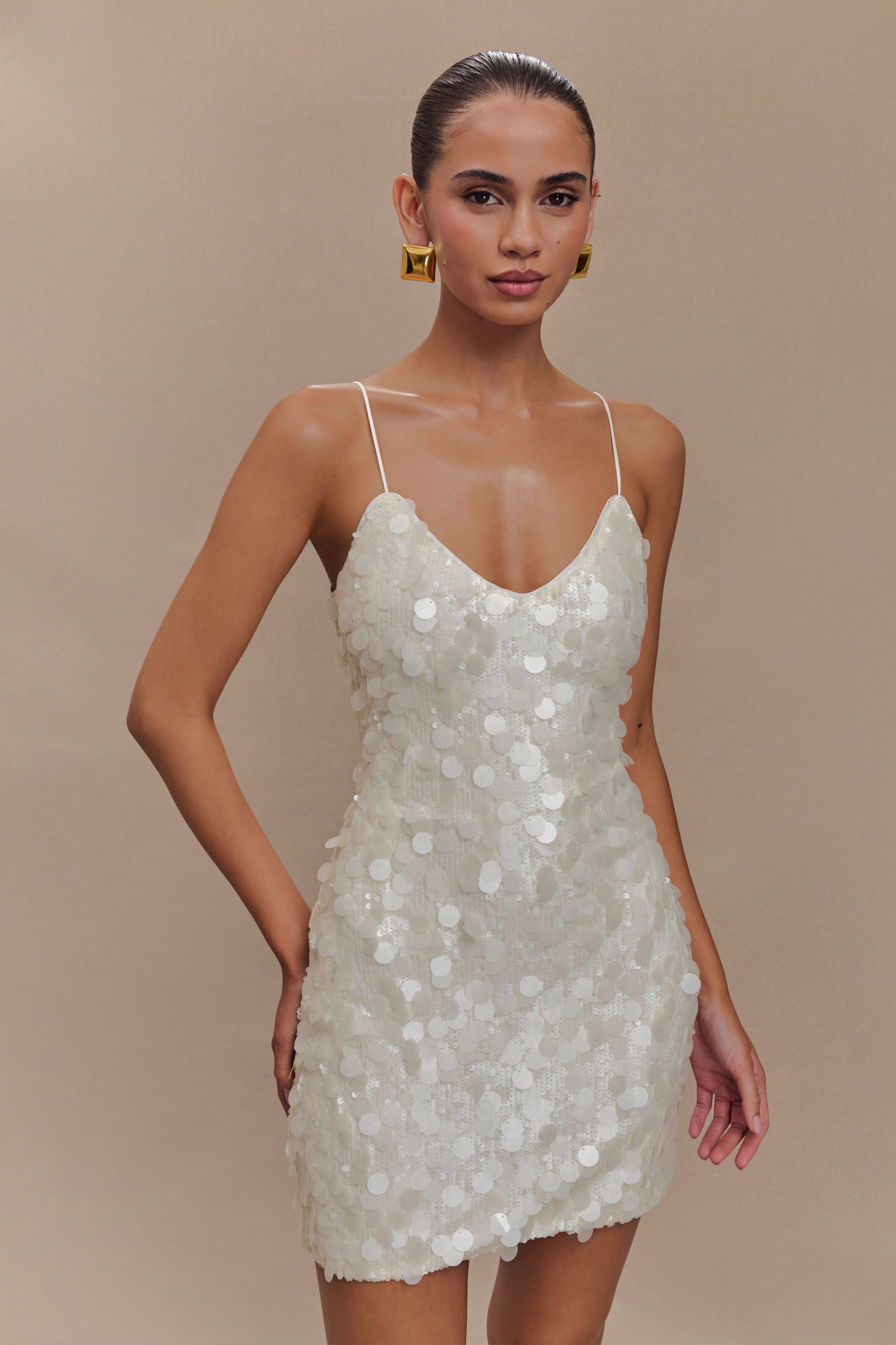 Romilly Sequin Mini Dress in Ivory – Chic&Drifts