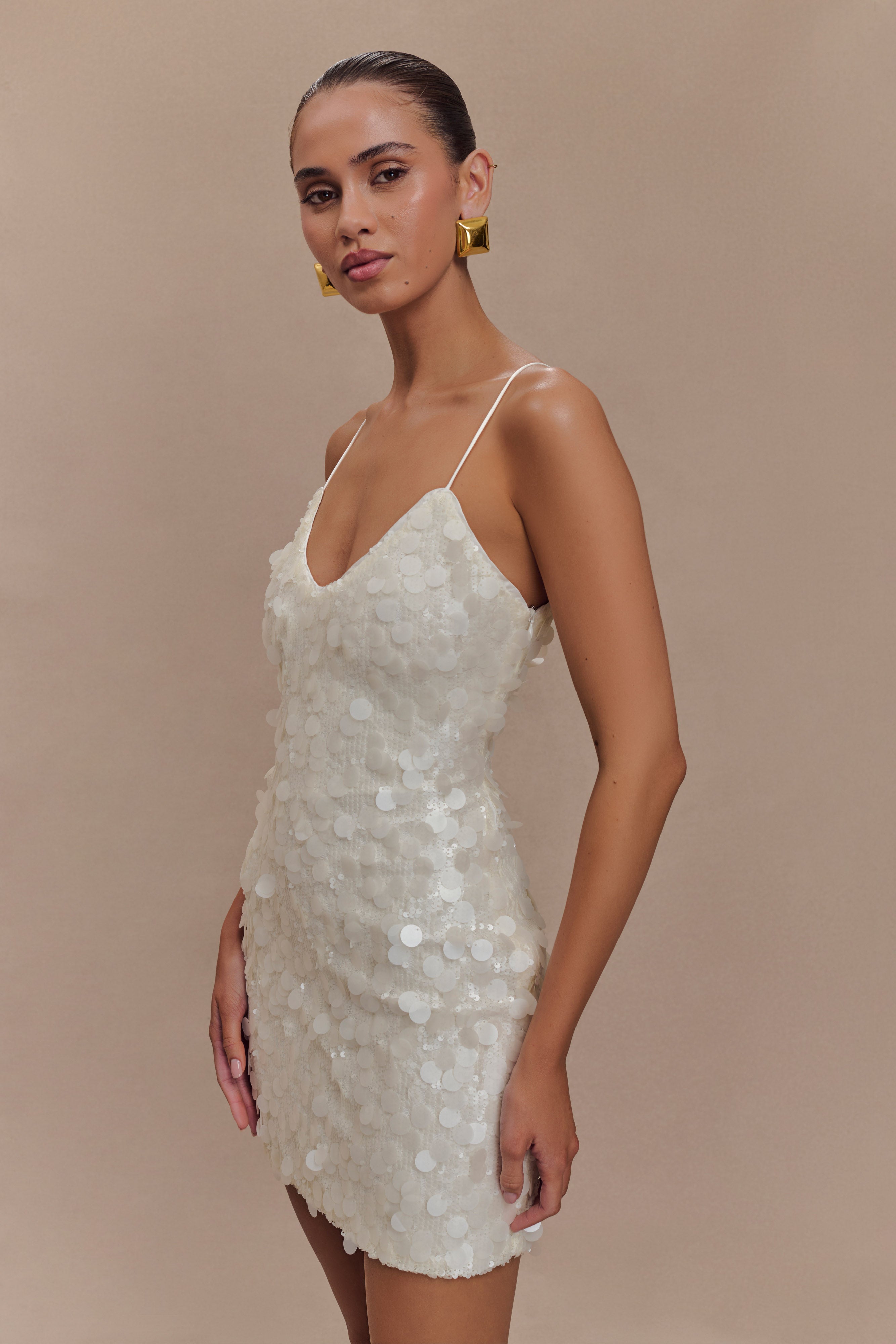 Romilly Sequin Mini Dress in Ivory – Chic&Drifts