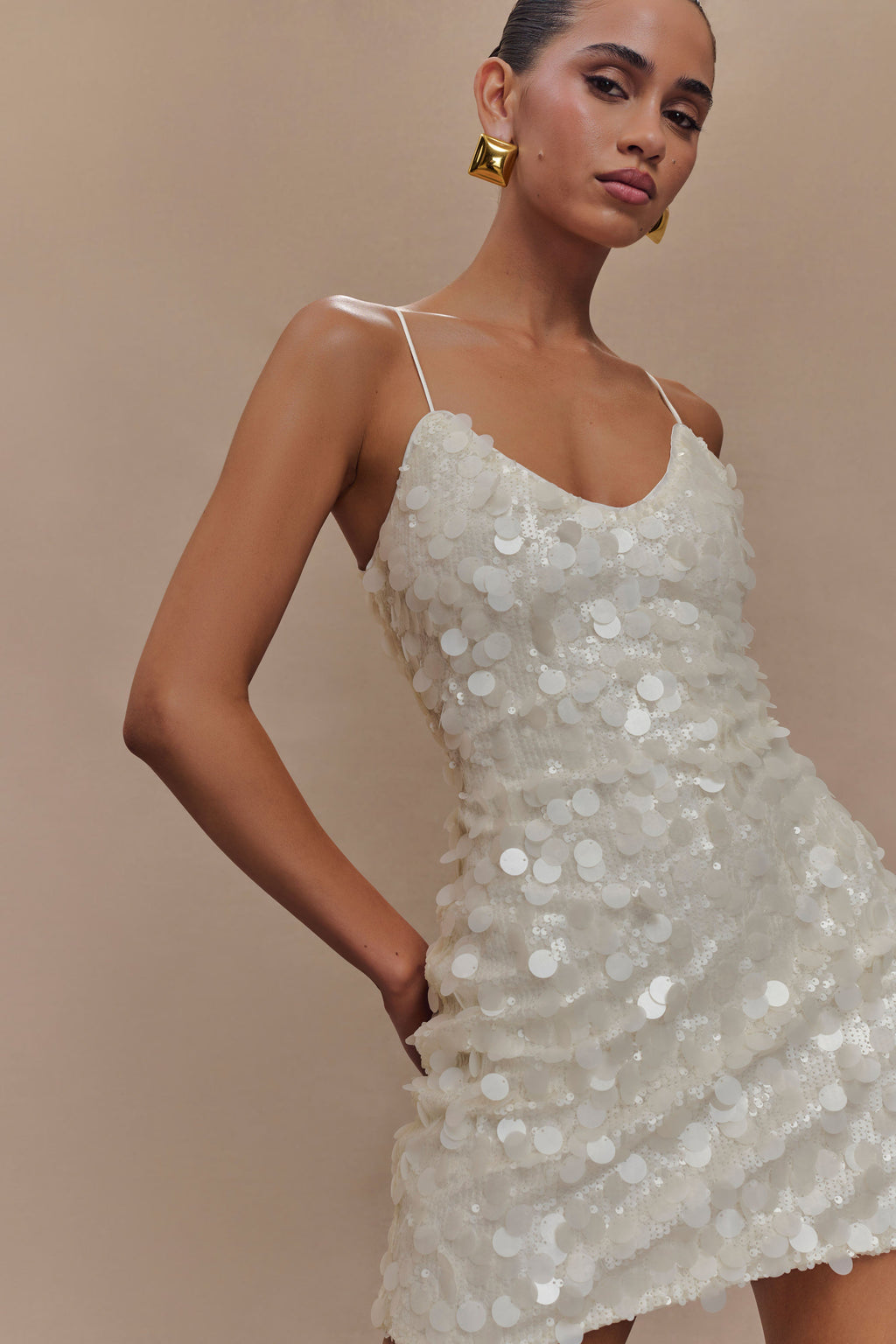 Romilly Sequin Mini Dress in Ivory – Chic&Drifts