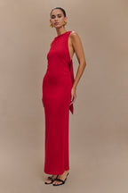 Catelyn Asymmetrical Scuba Jersey Midi Dress in Ruby – Chic&Drifts