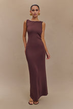 Catelyn Asymmetrical Scuba Jersey Midi Dress in Cacao Brown – Chic&Drifts