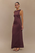 Catelyn Asymmetrical Scuba Jersey Midi Dress in Cacao Brown – Chic&Drifts
