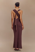 Catelyn Asymmetrical Scuba Jersey Midi Dress in Cacao Brown – Chic&Drifts