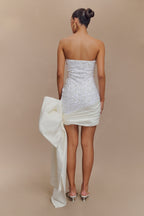 Franka Strapless Bow Mini Dress in White – Chic&Drifts