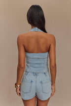 Dayna Denim Halter Top in Light Blue – Chic&Drifts