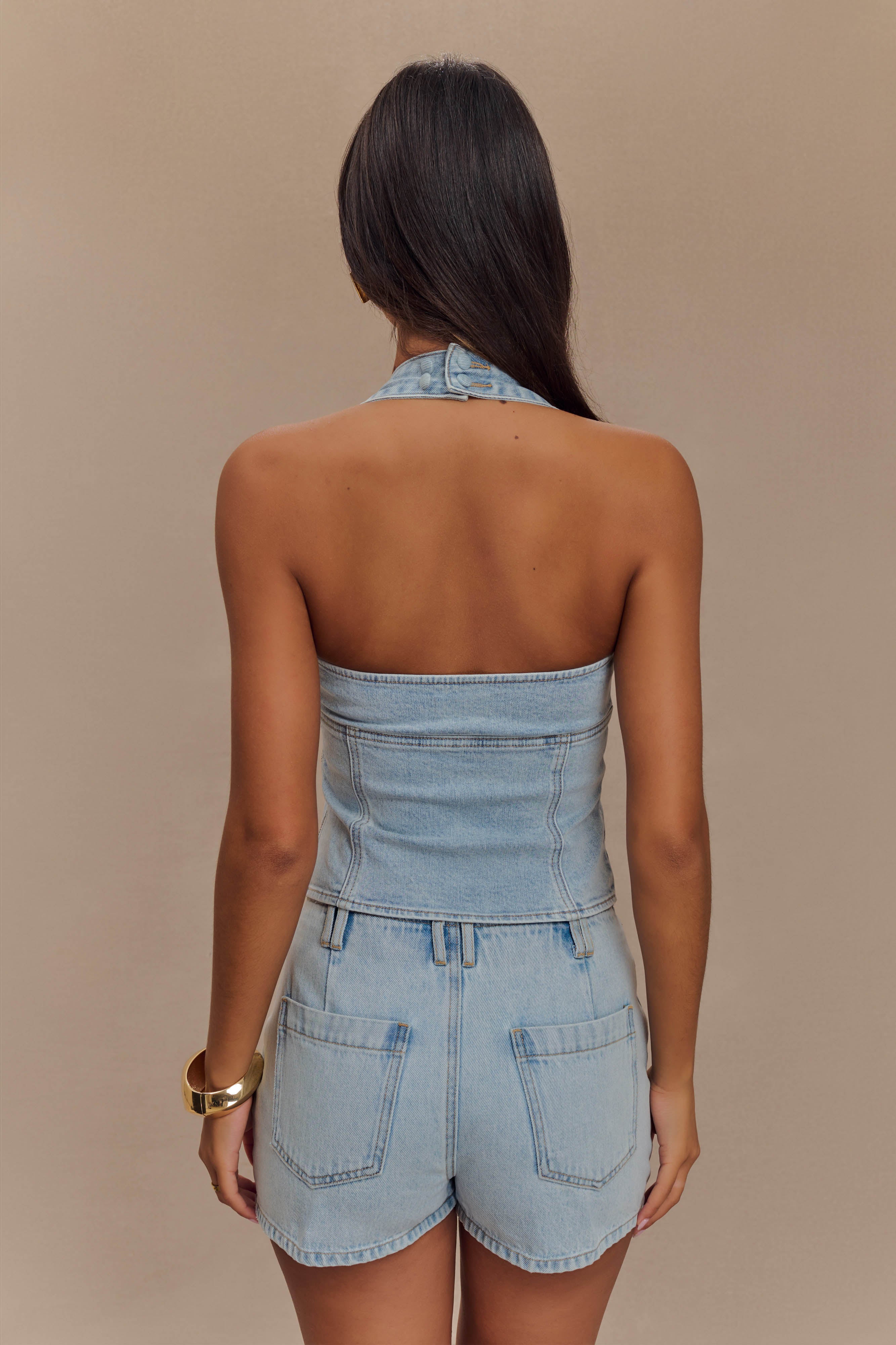 Dayna Denim Halter Top in Light Blue – Chic&Drifts