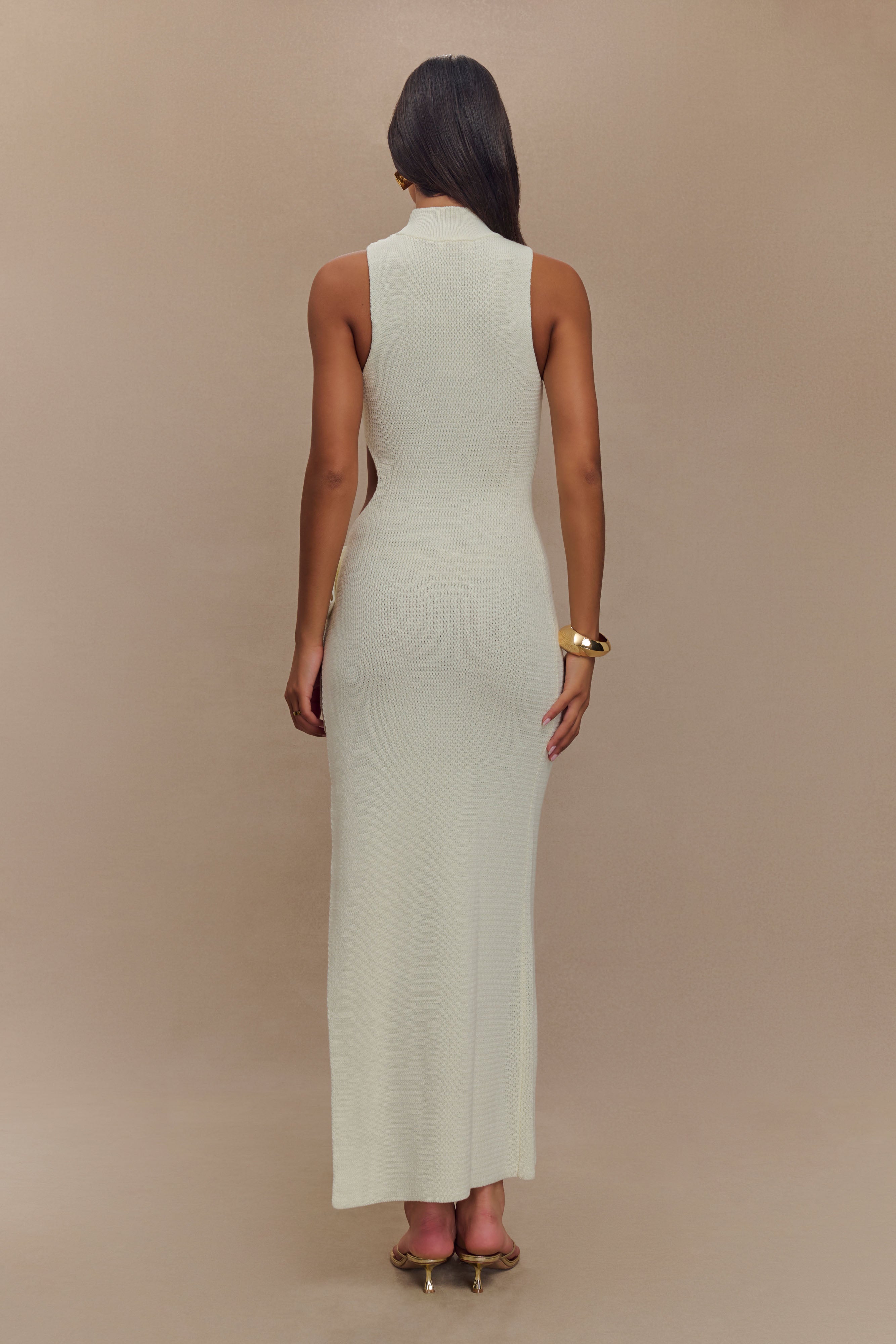 Stephanie Cut Out Knit Maxi Dress in Ivory – Chic&Drifts