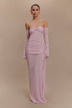Ingrid Metallic Knit Maxi Dress in Baby Pink – Chic&Drifts