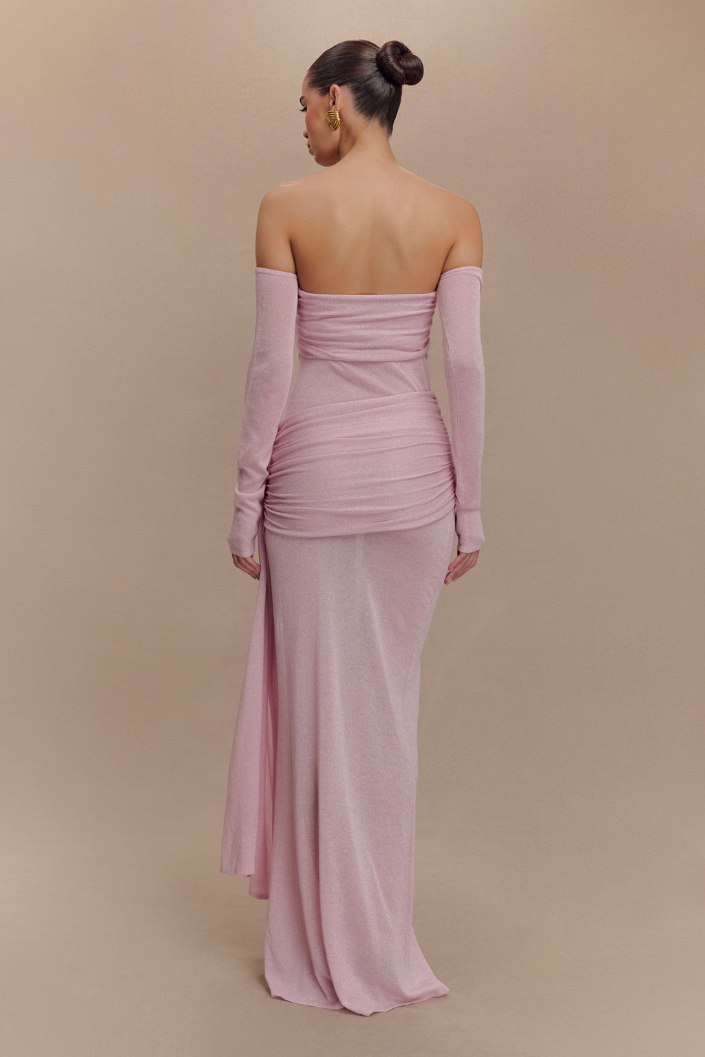 Ingrid Metallic Knit Maxi Dress in Baby Pink – Chic&Drifts