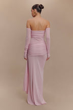 Ingrid Metallic Knit Maxi Dress in Baby Pink – Chic&Drifts