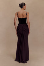 Roxanne Velvet Corset Maxi Dress in Cacao Brown – Chic&Drifts