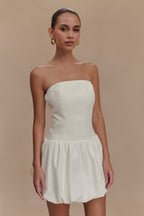 Clementina Strapless Bubble Mini Dress in White – Chic&Drifts