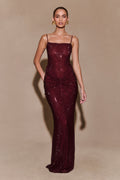Roisin Diamante Maxi Dress in Mahogany – Chic&Drifts