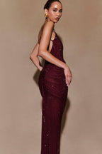 Roisin Diamante Maxi Dress in Mahogany – Chic&Drifts
