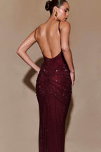 Roisin Diamante Maxi Dress in Mahogany – Chic&Drifts